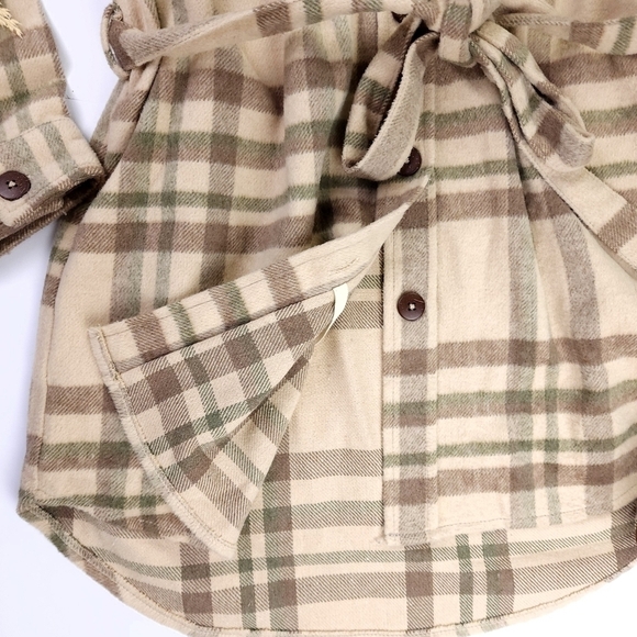 Oat New York Belted Sweater Coat Sz Medium Beige Green Tan M - Picture 4 of 12